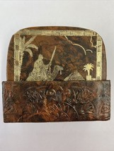 Egyption Design Vintage Coasters With Holder Leather With Gold - £9.47 GBP