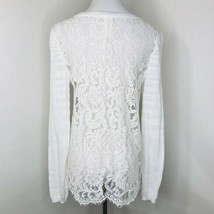 Cabi White Sweater Sz S Lace Back Romantic - £14.79 GBP