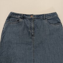 Petite Sophisticate Stretch Women's Blue Cotton Blend Rear Slit Denim Skirt Sz 8 image 14