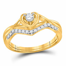 Authenticity Guarantee 
10kt Yellow Gold Round Diamond Bridal Wedding Ri... - £435.46 GBP