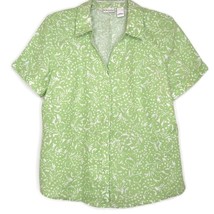 Kim Rogers Womens Size PXL Blouse Short Sleeve Button Front V-Neck Green... - £9.81 GBP