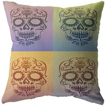 Omtheo Gifts Sugar Skull Pop Art Pillow - £25.20 GBP
