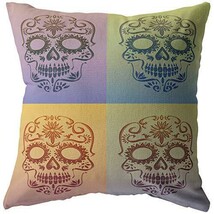 Omtheo Gifts Sugar Skull Pop Art Pillow - £25.43 GBP