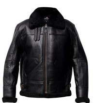 Black Shearling fur Jacket Cockpit Pilot B3 Bomber Jacket WW2 Military Heavy Bom - £140.76 GBP