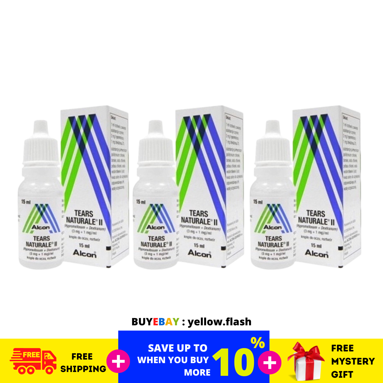 3 pz x 15ml Alcon TEARS NATURALE II Lubrificante Lenitivo &amp; Idratante Co... - $20.78