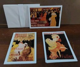 French Art Deco 1994 Thank You Cards Envelopes 12pc Folies-Bergere Mouli... - $14.00