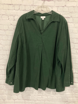 J Jill Womens Plus Size 3X Corduroy Pullover Tunic Top Green Long Sleeve V Neck - $29.69