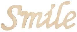 Wood Script Words Smile 3 X 7 Inches - £13.79 GBP