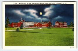 Moonlight United States Veterans Facility Columbia South Carolina Linen Postcard - £12.17 GBP
