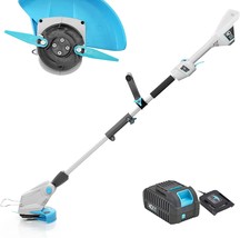 Lightweight 2-In-1 Weed Eater Brush Cutter With 2Ah Battery And Charger ... - $90.95