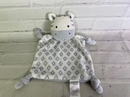 Chick Pea Zebra Baby Blanket White Gray Diamond Knotted Soft Security Lovey  - £35.80 GBP