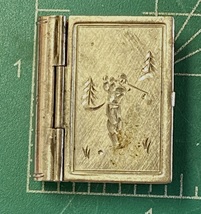 VINTAGE SILVERTONE PILL CARRYING BOOK WITH GOLF MOTIF - $18.00