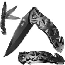 Spring Assisted Knife 2022 Design Black Pocket Folding Knife Tactical Knife NEW - £12.47 GBP