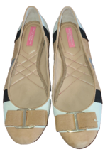 ISAAC MIZRAHI FRANK BALLET FLATS, Striped Suede Leather Flats with Bow S... - $14.39