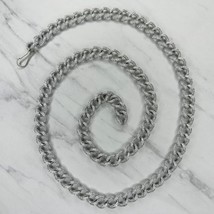 Textured Simple Silver Tone Metal Chain Link Belt OS One Size - £15.50 GBP
