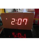 Wooden Wood LED Overlay Display Alarm Clock With Nature Sounds - £13.04 GBP