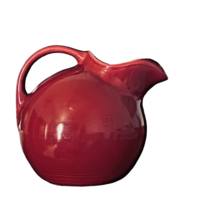 Vintage 1950&#39;s Maroon Red Ball Water Pitcher w/ Ice Lip Cottage Core Grandma - £19.27 GBP