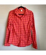 Duluth Trading Women&#39;s Medium Orange Plaid Button-Up Long Sleeve Vented ... - $313.00 MXN