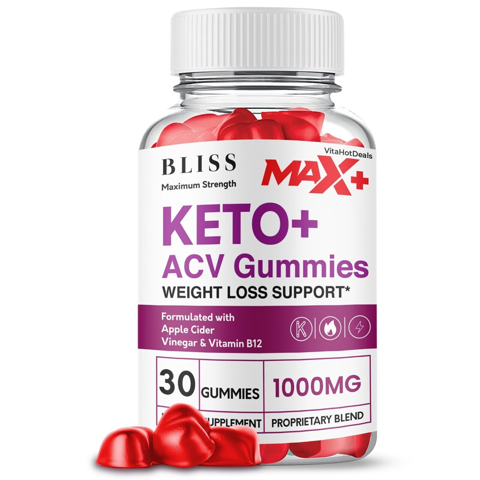 1 Pack Bliss Max + Keto ACV Gummies Bliss Max+ 2x Stronger ACV Gummies