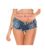  Low Rise Ripped Denim Shortie Shorts   Super Cheeky Shortie Shorts with... - $29.98