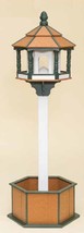 GARDEN PLANTER &amp; POST LARGE BIRD FEEDER Amish Handmade Cedar Green &amp; Whi... - $559.97