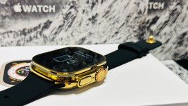 Custom Anodized 49MM GOLD Apple Watch ULTRA Titanium Black Sport Band 24k Gold P - £967.46 GBP