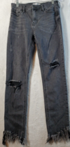 Free People Jeans Women Size 26 Black Denim Distressed Cotton Flat Front Pockets - £21.16 GBP