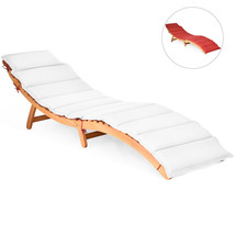 Folding Chaise Lounge Chair Sofa Outdoor Wood Bench Garden Patio W/ Cushion - £175.01 GBP