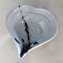 Paint Splattered Periwinkle Blue Heart-Shaped Glazed Art Pottery Trinket Dish - £11.63 GBP
