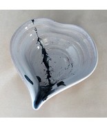 Paint Splattered Periwinkle Blue Heart-Shaped Glazed Art Pottery Trinket... - $14.60