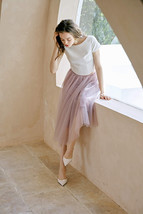 Rose Pink Midi Tulle Skirt Outfit Women Custom Plus Size Tulle Ballerina Skirt