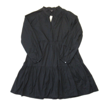 NWT J.Crew Tiered Popover Cotton Poplin in Black Notched V-neck Dress S - £57.55 GBP