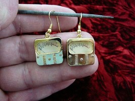 (M-328-E) Miniature Weston Vu Meter Voltage Meter Gold Plt Earrings Jewelry - £27.38 GBP