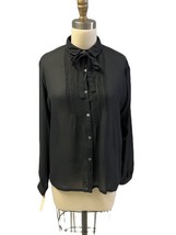 Chic Vintage 80s Lanvin Paris Sheer Black Blouse - Elegant Bowtie - Neve... - $321.75