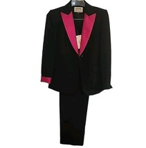 Kasper ASL 2 pc Black Pink Satin Lapels Jacket and Pants 2 Petite NEW Costume - £126.89 GBP