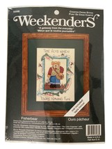 Weekenders Fisherbear Counted Cross Stitch Crafts 5X7&quot; USA 03586 VINTAGE - $12.29
