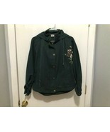 ARTKA Boho Full Zip Hoodie w/ Embroidered Flower Prints Green Large - €25,57 EUR