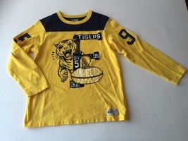Oshkosh B&#39;Gosh Boys Long Sleeve Cotton Shirt TIGERS size 8 mint Navy Yellow - $19.29