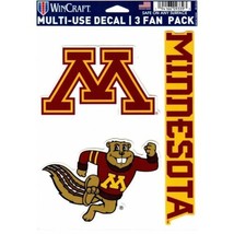 3.5&quot; minnesota golden gophers ncaa college logo 3 fan pack auto sticker decals - $19.99