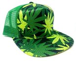 Marijuana Weed Leaf Cannabis Print Adjustable Mesh Trucker Snapback Hat ... - £10.75 GBP