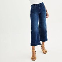 Sonoma Wide Leg Ankle Jeans Womens 12 Blue Dark Wash Cotton Stretch NEW - $26.60