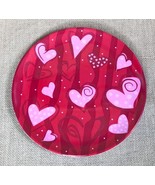 Whimsical Pink Dotted Hearts Red Round 8 Inch Melamine Plate Valentines ... - £2.95 GBP