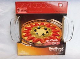 VINTAGE ANCHOR HOCKING OVEN BASICS 9&quot; DEEP PIE PLATE NEW IN BOX - £11.63 GBP