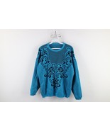 Vintage 90s Streetwear Womens XL Abstract Flower Geometric Knit Mom Sweater - $44.50