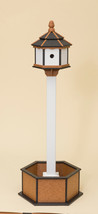 GARDEN PLANTER &amp; 3 ROOM GAZEBO BIRDHOUSE Amish Handmade Black Cedar &amp; Wh... - $422.97
