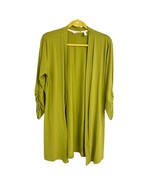 Isaac Mizrahi Live! Green Open Cardigan Shrug Small 3/4 Sleeves Ruched D... - $266.99 MXN