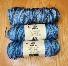 Caron Simply Soft Paints Yarn 3 Skeins SPRING BOOK 0004 Gauge 4 Med Same Dye lot - £27.68 GBP