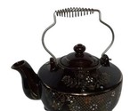 Brown Betty Redware  Teapot Made In Japan Hand Painted Vintage Gold Trim  - $14.55