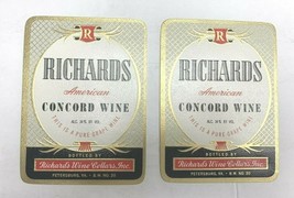 Lot 2 Richards American Concord Grape Wine Vintners Vintage Paper Label Ephemera - £7.71 GBP