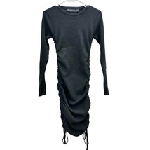 Lioness Dress Women&#39;s S Black Ribbed Long Sleeve Crew Neck Drawstring Si... - £27.14 GBP